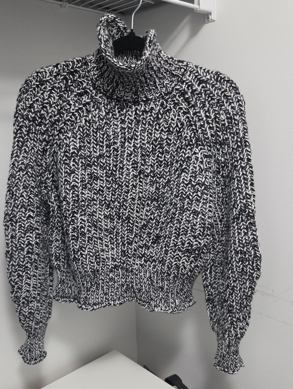 H&M Black and White Marled Turtleneck Sweater